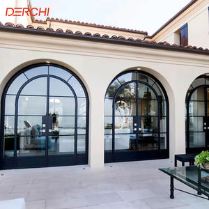 DERCHI Eleganti Porte in Vetro e Ferro Battuto Stile Francese, Design di Porte e Finestre ad Arco in Vetro, Porte Esterne - Product Image 1
