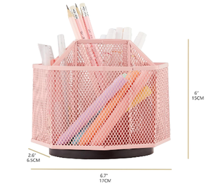 Portapenne da Scrivania in Rete, Organizzatore per Matite e Pennarelli, Contenitore per Cancelleria di Grande Capacità per Casa e Ufficio, <span class=keywords><strong>Rosa</strong></span> - Product Image 2