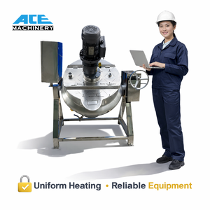 Marmite de cuisson commerciale à chauffage au gaz pour la fabrication de sauce au poivre noir, de pâte de curry jaune, de confiture et de sauces, avec fonction mélangeur - Product Image 6