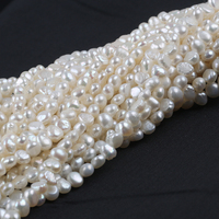 Perles d'eau douce en gros de 18 cm, 4-5 mm, couleur blanche, perles baroques d'eau douce