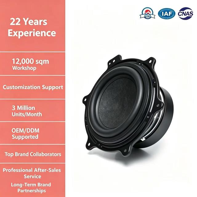 4'' Round Hex Reverse Roll Edge Black Coated 25mm VC 3Ohm 30W Rubber Edge External Magnet Bass Speaker Driver