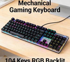 Clavier mécanique filaire OEM GK100F Esports, interrupteurs bleus, 104 touches, 20 éclairages RGB, claviers ergonomiques pour CF <span class=keywords><strong>LOL</strong></span> FPS Gaming - Product Image 6