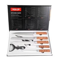 Ensemble de couteaux de cuisine en acier inoxydable très vendu, couteaux de chef, ciseaux, éplucheur, couteau de cuisine et accessoires avec manche en bois