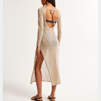 Robe de plage de bikini en maille à manches longues sexy de luxe bling métallisé personnalisé
