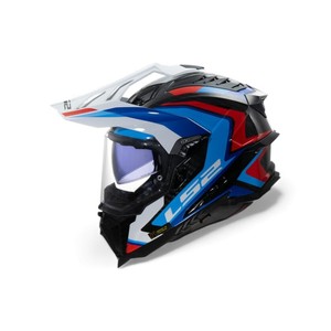 Casco Integrale Ls2 Mx701 Explorer Carbon Enduro Blu Chiaro Bianco Blu Nero Rosso Taglia L per Motocross e Corse - Product Image 1