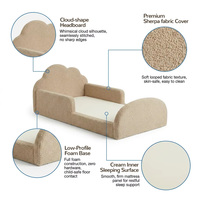Lit de sol en mousse pour tout-petits en tissu Teddy OEKO-TEX avec pare-chocs de sécurité, lit pour enfants pliable à profil bas et rembourré