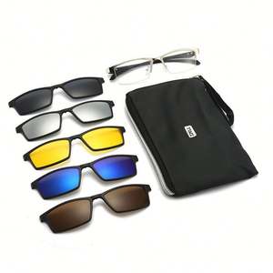 Gafas de Sol Magnéticas Rectangulares 5 en 1 para Hombre, Protección UV400, Montura TR90, Polarizadas, con Clip y Bolsa, Venta al Por Mayor - Product Image 6