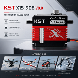 Servo Mini Cíclico Sin Núcleo Original KST X15-908 V8.0 HV 9.2Kgf.cm 0.08s Metálico para Helicópteros y Aviones RC - Product Image 3