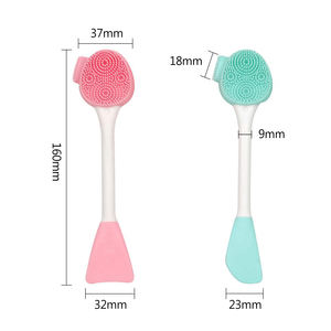 Cepillo para máscara <span class=keywords><strong>Facial</strong></span> de doble cabeza, aplicador de silicona, cuchara, espátula, palo agitador, cuidado de la piel para mujer, herramientas de maquillaje para el hogar - Product Image 2