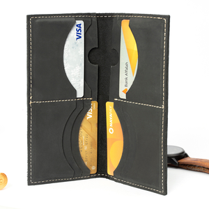 Custom Leather Black Card <b>Holder</b> Fold Closure Unisex - Product Image 1