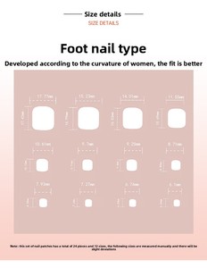 Faux ongles d'orteils 3D à pression, courts, carrés, rose nude avec accents de <span class=keywords><strong>strass</strong></span>, amovibles, pour l'été - Product Image 6