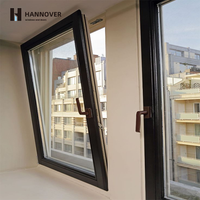 Fenêtre à battant moderne en alliage d'aluminium noir insonorisée, certifiée Energy Star, double vitrage, ouverture vers l'intérieur, pour hôtels