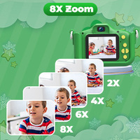 Caméra vidéo HD 1080P pour enfants en forme de dinosaure vert, mignonne, portable, avec imagerie CMOS, cadeau d'anniversaire ou de Noël pour enfants