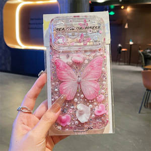Funda de teléfono con diseño de mariposa, brillante, transparente, con diamantes, estilo IMD, para chicas, compatible con iPhone 18, 17, 16, 15, a prueba de golpes. - Product Image 5