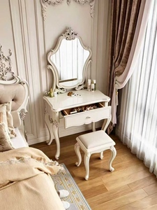 2026 New French Luxury Dressing <b>Table</b> with Light <b>Mirror</b> Bedroom Modern Simple European Princess Style Makeup Desk Cabinet - Product Image 6
