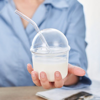 Gobelet en verre réutilisable et écologique de style américain PSC à large ouverture de 14 oz avec couvercle à paille (200 ml/300 ml/450 ml) – Ensembles café et thé