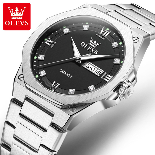 OLEVS 3736 Oem Custom logo Luxury Watches Brands Diamond Classic Waterproof Stainless Steel Quartz Watch for Watch Wrist Man