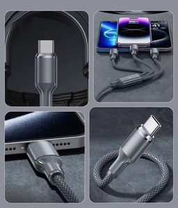 Cable de Carga Rápida <span class=keywords><strong>3</strong></span> en <span class=keywords><strong>1</strong></span> con Logotipo Personalizado, Cable <span class=keywords><strong>USB</strong></span> Tipo C de 100W para Accesorios Móviles Android - Product Image 3