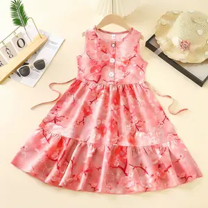 Nueva Colección de Verano Vestido Falda con Cuello Redondo y Estampado de Flores para Niñas Colección Princesa Bebé Hecho de Fibra de Viscosa - Product Image 5