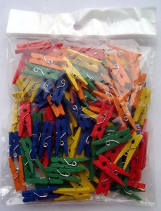 50 pinces à linge en bois <span class=keywords><strong>color</strong></span>ées avec pinces décoratives en acier inoxydable pour le séchage des vêtements, la cuisine, la garde-robe et les sacs - Product Image 2