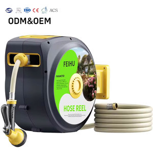 Enrouleur de tuyau d'arrosage mural robuste de 1/2 pouce x 100 pieds, enrouleur de tuyau d'arrosage rétractable pour jardin - Product Image 1