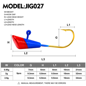 En gros 5 pcs/sac Saltwater Minnow Shad Jig Head Hooks - 5 Couleurs, Idéal pour les appâts de ver - Product Image 2