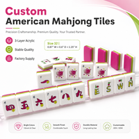 Funky Trade - Fichas de Mahjong Listas para Enviar, Color Rojo Rosa, 160 Fichas, 3 Capas, 1.18*0.86*0.51 Pulgadas, Acrílicas, Color Vino Tinto