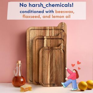 Nouvel ensemble de planches à découper en bois d'acacia, bois massif, 3 pièces, non toxique, avec support pour la viande <span class=keywords><strong>et</strong></span> les légumes, à utiliser dans la cuisine - Product Image 2