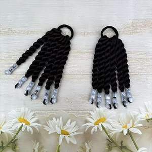 Queue de cheval pour enfants avec perles, 6 pouces, tresses torsadées à deux brins, queues de cheval tressées pour enfants avec perles, coiffures tressées protectrices - Product Image 1