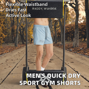 กางเกงขาสั้นกีฬาผู้ชาย แห้งเร็ว ผ้าเนื้อเดียว เอวยางยืด ระบายอากาศ ป้องกันรอยยับ ผลิตจากผ้าสแปนเด็กซ์/โพลีเอสเตอร์ เหมาะสำหรับออกกำลังกาย วิ่ง และฝึกซ้อม ขายส่ง - Product Image 2