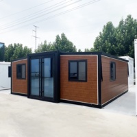 Maison mobile modulaire moderne à 3 chambres, conteneur extensible de 40 pieds avec deux salles de bain, plans et documents de construction de maisons préfabriquées