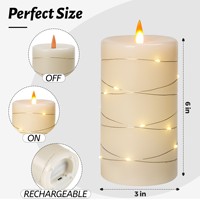 Bougies LED Pilier en Cire de Paraffine Rechargeables avec Télécommande, Finition Cire Simulée, pour Noël, Halloween, Nouvel An, Pâques, Décoration Maison