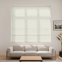 Stores romains électriques à piles/à énergie solaire-Moteur écologique et à faible bruit, options de tissu transparent/opaque pour les espaces de location