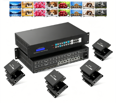 Yinker 4K 60hz 8x8 8x16 HDMI matrix Over Ethernet + 8 HDBaseT Receivers, Available for 4x4 16x16 32x32 36x36 72x72