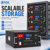 Batterie LiFePO4 10 kWh montée sur rack 51,2 V 200 Ah pour système de stockage d'énergie solaire domestique avec CAN RS485 et 6500 cycles