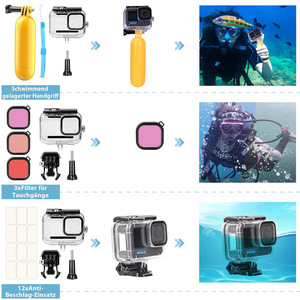 Kit d'accessoires pour caméra d'action 61 en 1 pour <span class=keywords><strong>GoPro</strong></span> Hero 13 12 <span class=keywords><strong>11</strong></span> 10 9, boîtier étanche, support de poitrine/tête, support de vélo, étui de transport - Product Image 4
