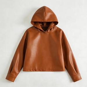 Sweat-shirt à capuche en <span class=keywords><strong>cuir</strong></span> de luxe pour homme, personnalisé, en <span class=keywords><strong>cuir</strong></span> véritable <span class=keywords><strong>noir</strong></span>, pull-over, veste coupe-vent chaude d'hiver - Product Image 2