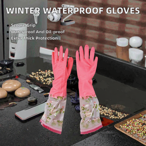 Gants de nettoyage en latex épais, imperméables, résistants à l'usure, antidérapants, résistants à l'huile, pour la cuisine, la vaisselle, les tâches ménagères, gants d'hiver - Product Image 2