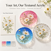 Sous-verres en acrylique CNAWO à effet d'ondulation d'eau, couleurs dégradées translucides, motifs floraux personnalisés, ronds de 100 mm, impression UV inversée