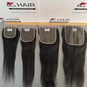 Fermetures en dentelle transparente couleur noir naturel 2x6 4x4 5x5 6x6 7x7 - Product Image 1