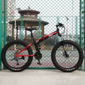 Nuova Bicicletta a Due Ruote con Pneumatici Fat da 26x4.0 Pollici, Bici da Neve 26\" a 7/21 Velocità con Telaio in Acciaio al Carbonio Pieghevole - Product Image 3