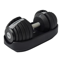 Haltères réglables à 22 niveaux, 3-24 kg, avec réglage rapide, haltères tout-en-un avec base pour entraînement complet du corps à domicile