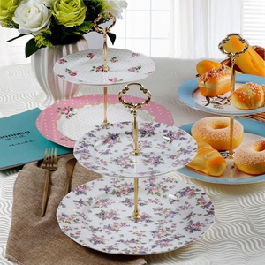 Juego de Platos de Porcelana de 2 Niveles Estilo Real para Aperitivos, Postres y Tartas - Product Image 6