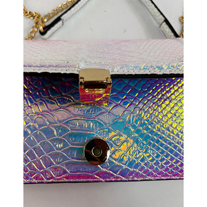 <span class=keywords><strong>Sac</strong></span> bandoulière mini pour femme, couleur arc-en-ciel métallique personnalisée, style preppy, avec chaîne dorée, étanche, portable, <span class=keywords><strong>à</strong></span> une seule sangle - Product Image 3