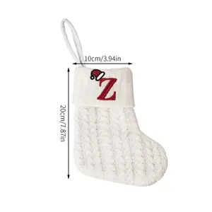 2024圣诞礼品袋装饰品定制尺寸圣诞袜，带字母和雪花图案新年袜子