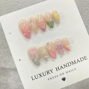 Venta al por mayor, 10 Uds., uñas de gel pintadas a mano, hermosas Uñas acrílicas hechas a mano de lujo, prensa de alta calidad - Product Image 1