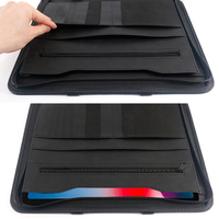 Carpeta organizadora de cartera de archivos con cremallera negra A4 de cuero PU carpeta de documentos con mango oculto cartera de negocios