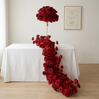 Boule de fleurs artificielles populaire, roses rouges mélangées, centre de table pour décoration de mariage et fournitures