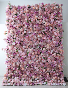 Panneau mural floral artificiel de luxe de haute qualité, 4ft 8ft 10ft, en rouleau 3D, avec fleurs de rose en soie, pour décoration murale, couleurs Lilas, Lavande, Violet - Product Image 5