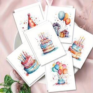 Cartes de voeux aquarelle avec enveloppes en carton cartes de voeux pliantes personnalisées papier cartonné mat souhaits d'<span class=keywords><strong>anniversaire</strong></span> pour enfants adultes - Product Image 5